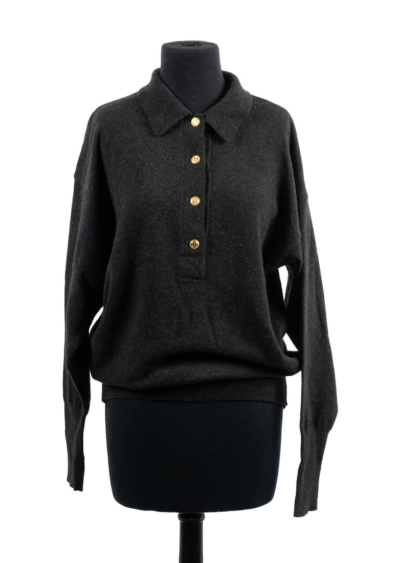 CHANEL BOUTIQUE GREY WOOL SWEATER (1 of 9)