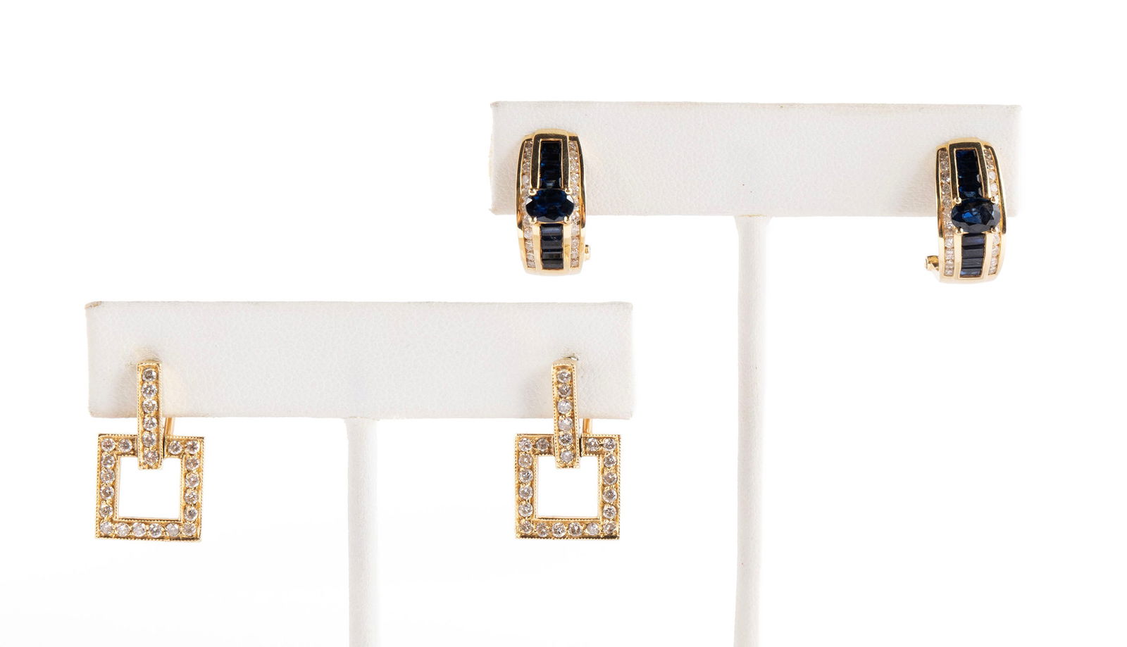 TWO PAIR OF DIAMOND EARRINGS (1 of 7)