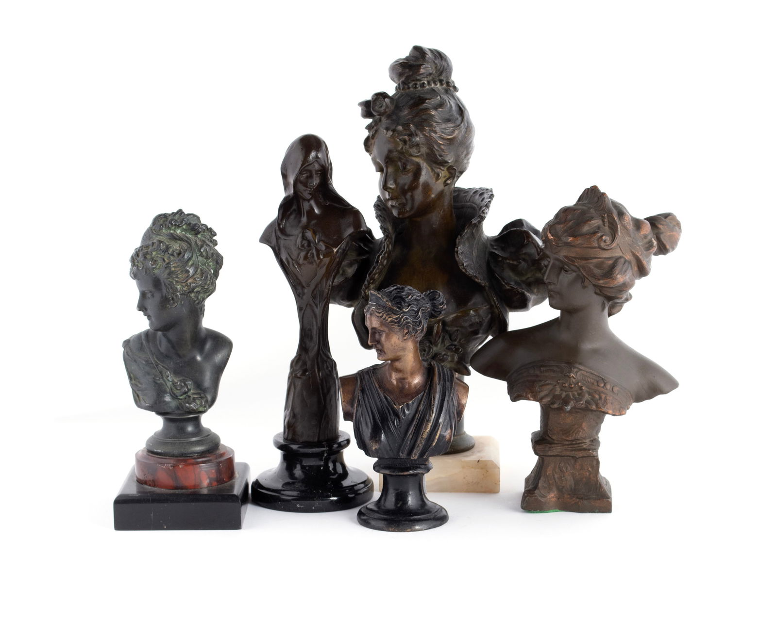 FIVE FIGURAL FEMALE BUSTS (1 of 9)
