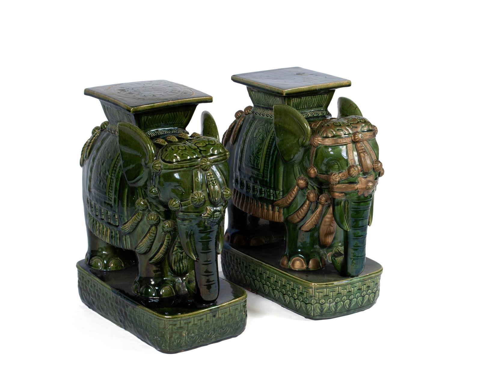 PAIR OF CERAMIC ELEPHANT FORM GARDEN STOOLS (1 of 6)