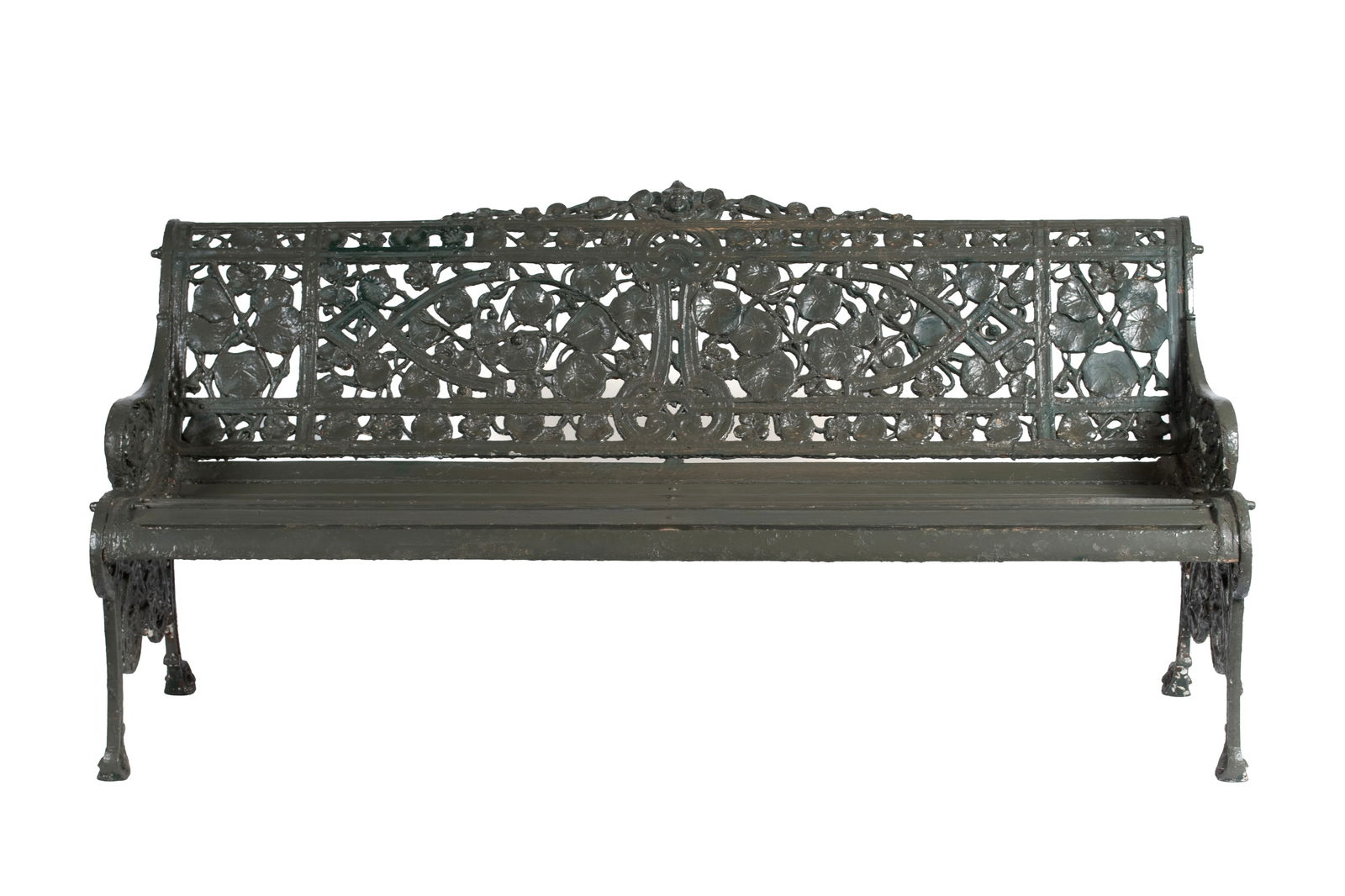 COLEBROOKDALE STYLE NASTURTIUM CAST IRON LILY PAD GARDEN BENCH (1 of 6)