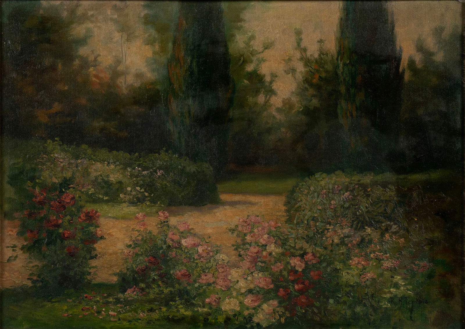 GARDEN LANDSCAPE, SIGNED R.B. TEMPLE (1 of 12)