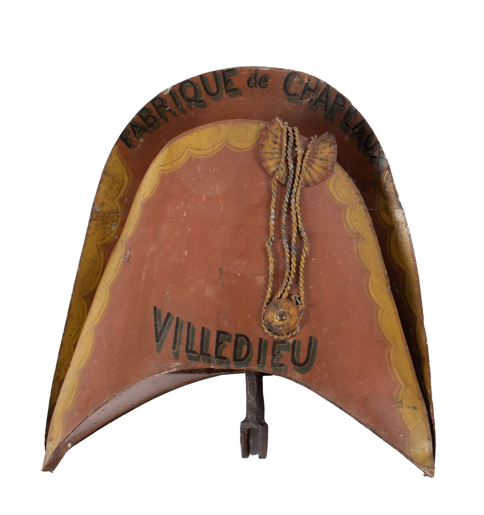 FRENCH TOLE PAINTED MILLINER'S TRADE SIGN FOR VILLEDIEU HAT FACTORY (1 of 5)