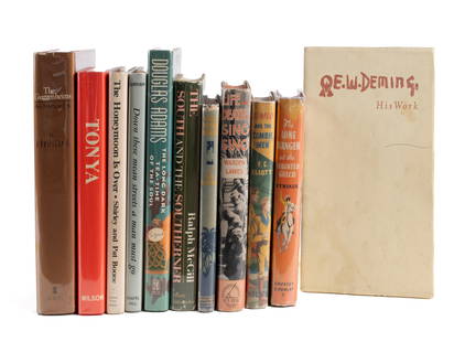 COLLECTION OF 20TH CENTURY HARDCOVER BOOKS: COLLECTION OF 20TH CENTURY HARDCOVER BOOKSEleven (11) signed titles include: The Guggenheims-An American Epic by John H. Davis, Tonya by Pappy Boyington, The Honeymoon is Over by Shirley and Pat Boone