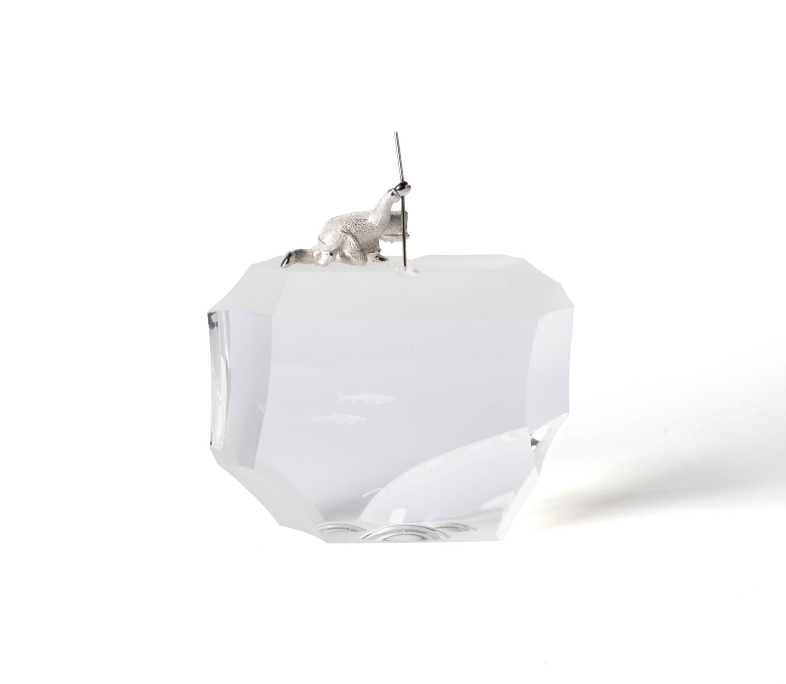 STEUBEN STERLING SILVER AND GLASS "ARTIC FISHERMAN" SCULPTURE (1 of 14)