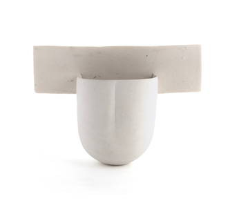 RUTH DUCKWORTH (GERMAN AMERICAN, 1919-2009): Ruth DuckworthGerman American, 1919-2009PorcelainUnmarked. Bisected vessel.5 3/4 x 8 1/4 in. (14.6 x 21 cm.) Purchased from The Greenberg Gallery, St Louis, MO, 1985Exhibited in Fired Clay: Vessel and