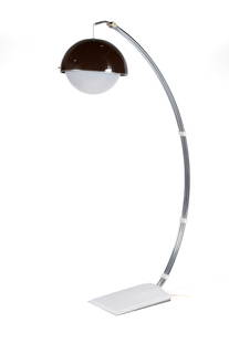ARCO STYLE FLOOR LAMP: ARCO STYLE FLOOR LAMPCanadian, mid 20th century, Galaxy Lighting Ltd. Metal and fiberglass floor lamp, label on base.79 x 41 in. (200.7 x 104.1 cm.)