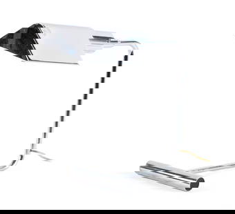 KOCH AND LOWY FOR OMI DESK LAMP: KOCH AND LOWY FOR OMI DESK LAMPAmerican, circa 1970. Chrome adjustable desk lamp on T-form base.14 x 9 x 7 1/2 in. (35.6 x 22.9 x 19.1 cm.)