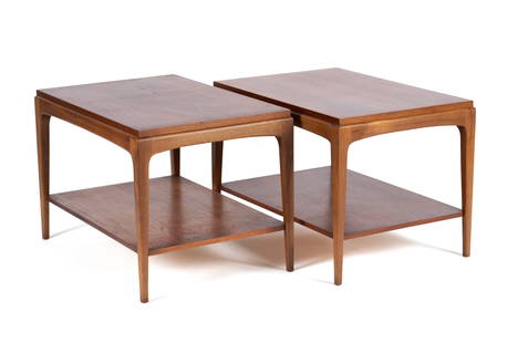 PAIR OF RHYTHM SERIES END TABLES BY LANE: PAIR OF RHYTHM SERIES END TABLES BY LANEAmerican, circa 1960s, No. 997-05 as stamped. Rectangular form with lower-level display.20 x 29 1/2 x 20 1/2 in. (50.8 x 74.9 x 52.1 cm.)