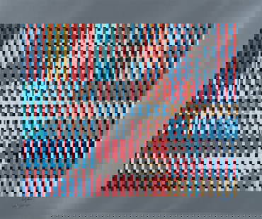 YAACOV AGAM (ISRAELI, B. 1928): Yaacov AgamIsraeli, B. 1928Flags of All NationsLithograph on paperSigned below plate signature to lower right. Matted and framed.Sight: 17 3/4 x 21 in. (45.1 x 53.3 cm.), Frame: 25 1/2 x 28 3/4 in. (