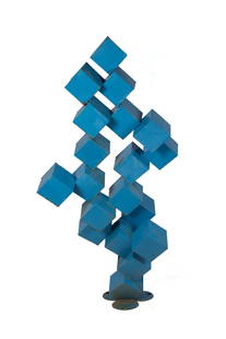 BROTHER MEL MEYER (AMERICAN (ST. LOUIS), 1928-2013): Brother Mel MeyerAmerican (St. Louis), 1928-2013Painted steelUnsigned. Sculpture composed of light blue cubes joined in an abstract layout.Brother Mel Meyer was born in Florissant, MO in 1928 and join