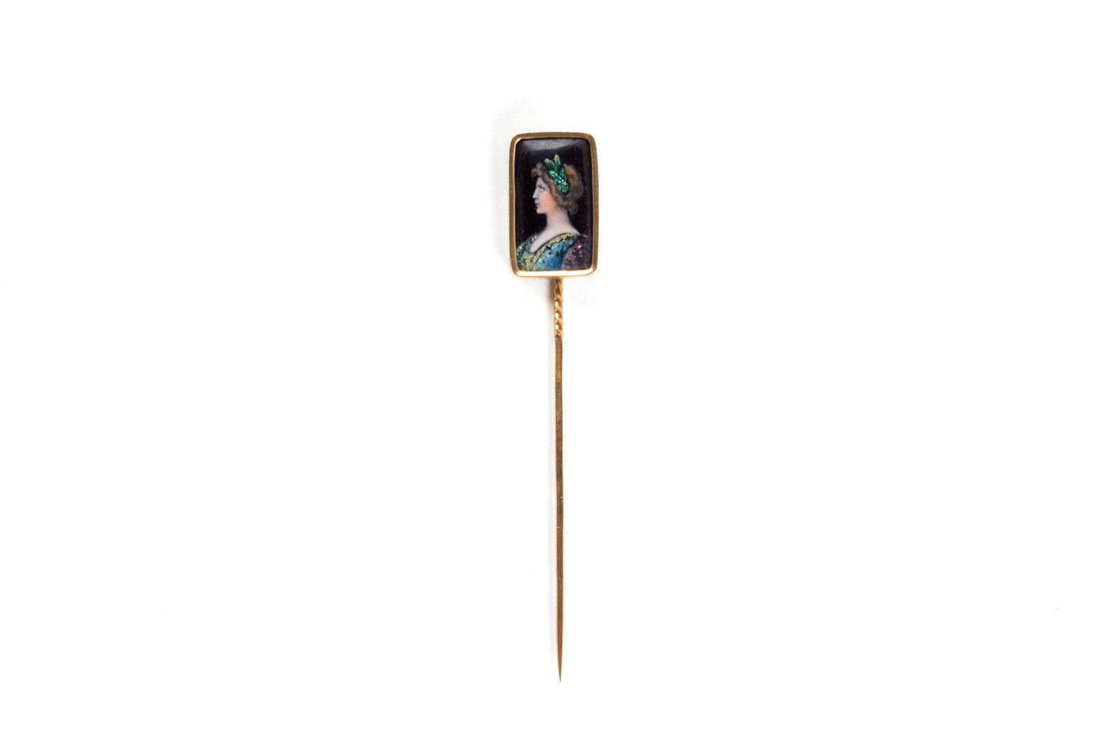 LIMOGES ENAMEL ART NOUVEAU STICK PIN BY J. SARLANDIE (1 of 4)