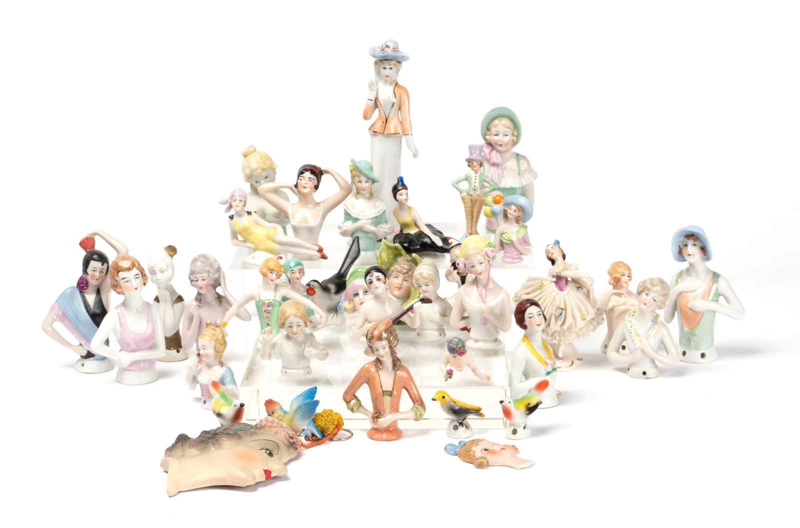 COLLECTION OF PORCELAIN HALF DOLLS (1 of 8)