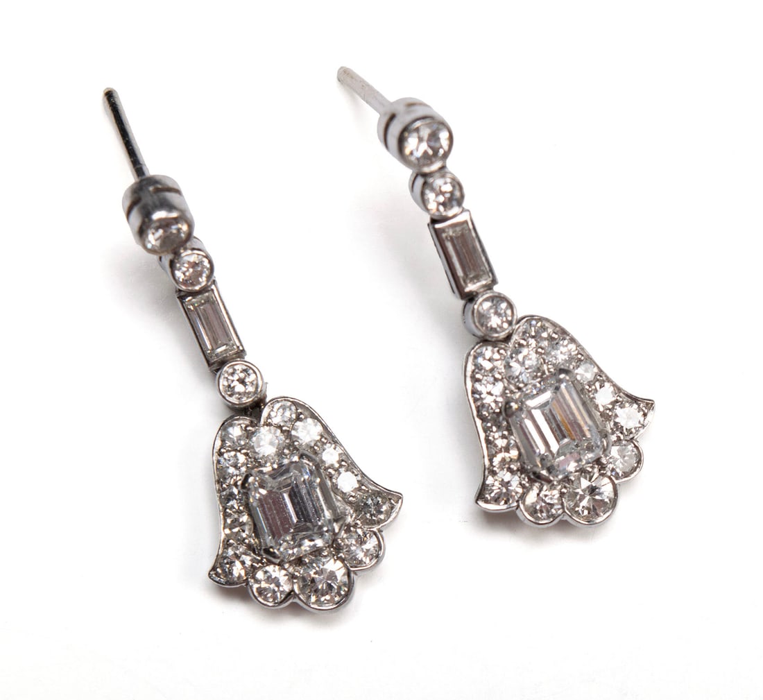 ART DECO WHITE GOLD DIAMOND EARRINGS (1 of 6)