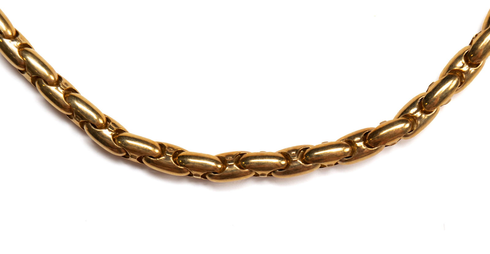 CHIMENTO YELLOW GOLD NECKLACE: CHIMENTO YELLOW GOLD NECKLACEAn 18k gold fancy-link chain hallmarked to clasp with logo and identification seal "*408 VI".17 3/4 in. (45.1 cm.); 35 grams