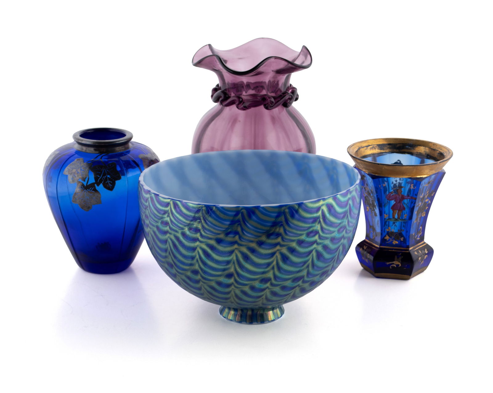 FOUR DECORATIVE GLASS PIECES (1 of 8)