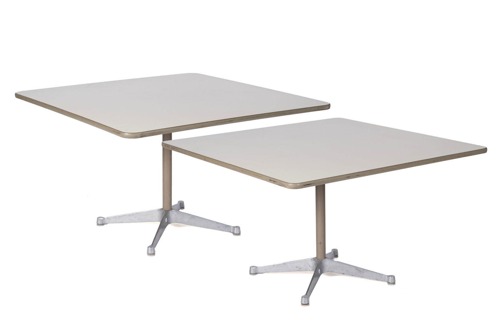 CHARLES AND RAY EAMES FOR HERMAN MILLER, PAIR OF PEDESTAL TABLES (1 of 11)