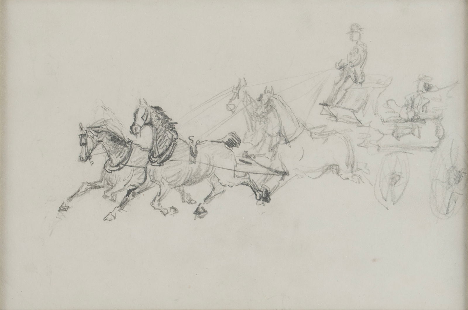 PENCIL SKETCH OF A HORSE DRAWN COACH IN THE STYLE OF TOULOUSE LAUTREC (1 of 12)