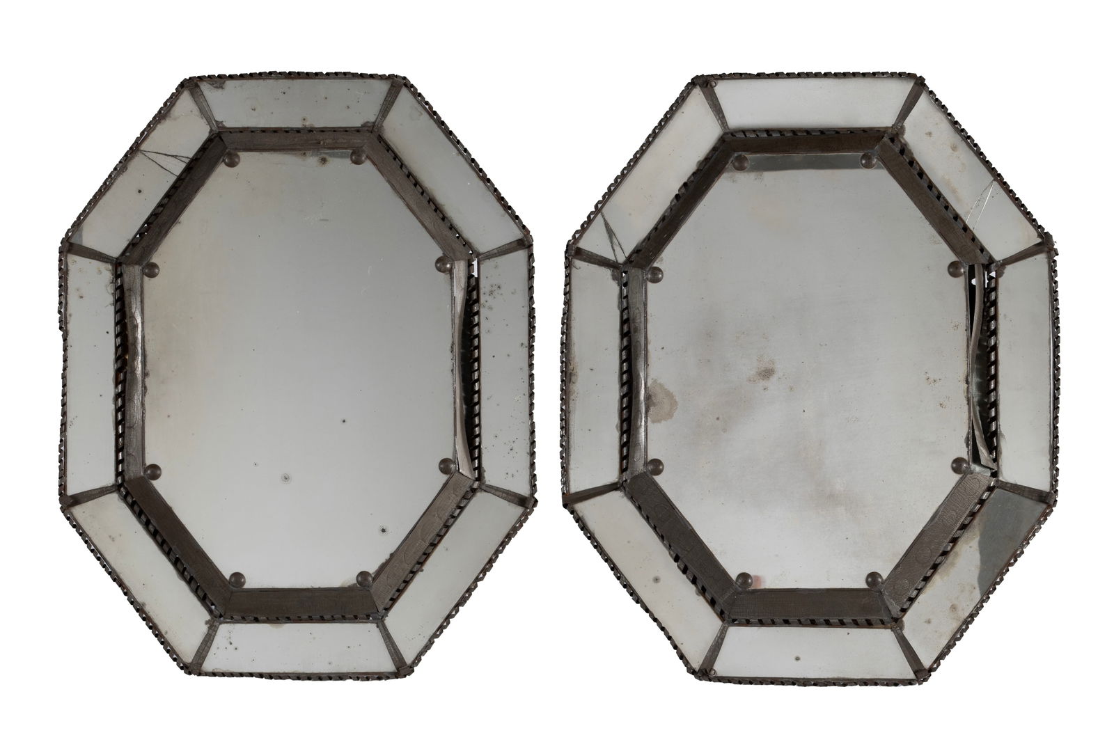 PAIR OF OCTAGONAL TIN-FRAMED MIRRORS (1 of 9)