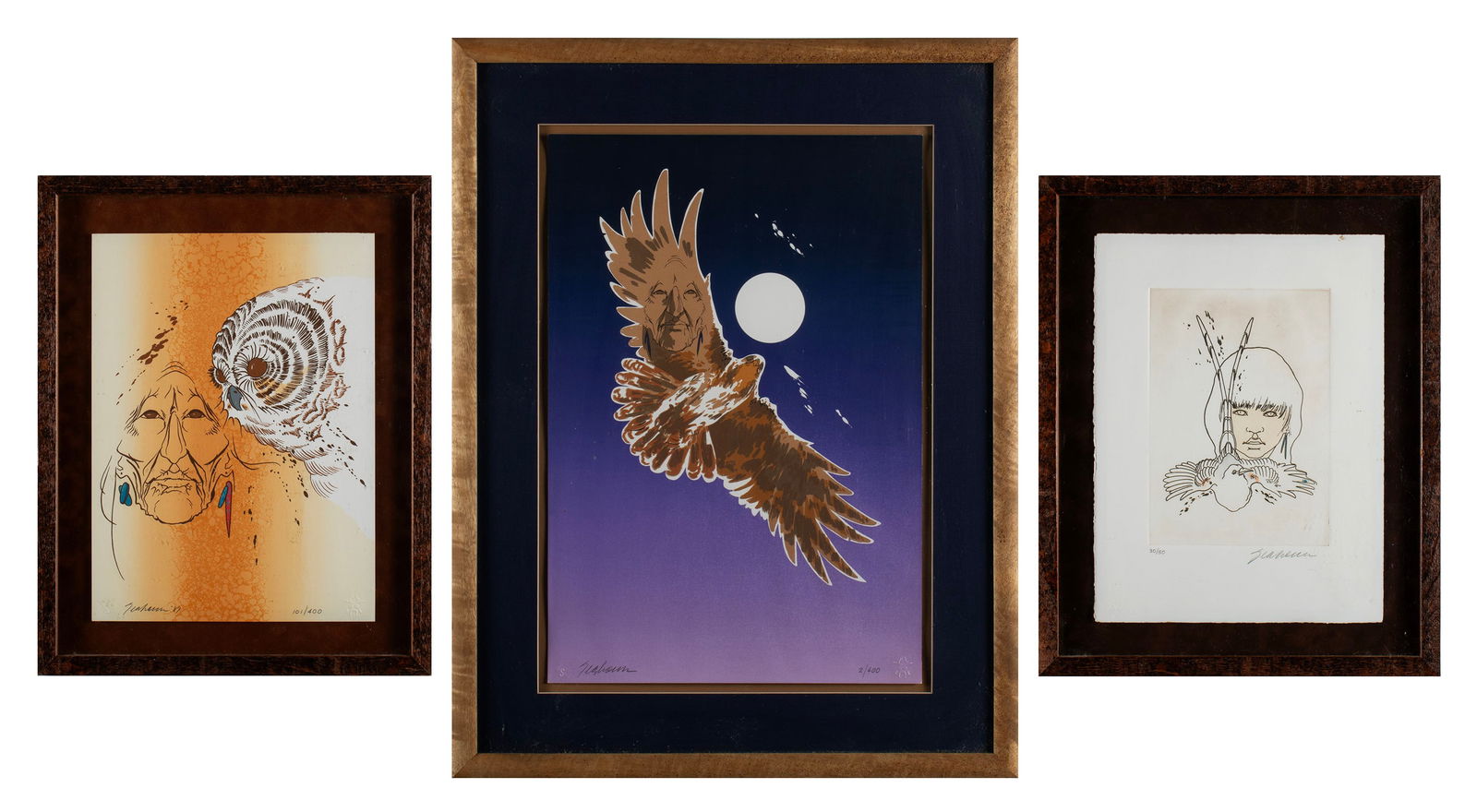 THREE BERT SEABOURN (AMERICAN, 1931-2022) LITHOGRAPHS: THREE BERT SEABOURN (AMERICAN, 1931-2022) LITHOGRAPHSEach signed and numbered in pencil, two (2) with blind stamps. Each matted and framed.Largest sheet: 22 x 14 3/4 in. (55.9 x 37.5 cm.), Frame: 29 1