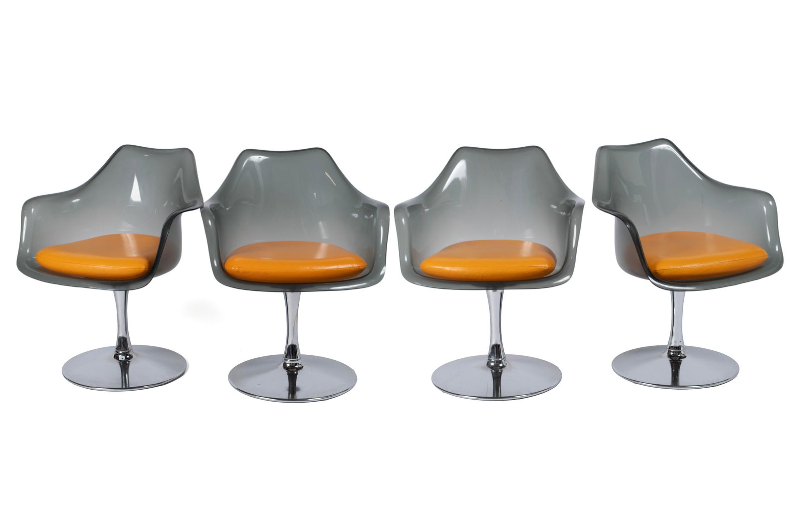 FOUR SMOKED LUCITE TULIP ARMCHAIRS (1 of 8)