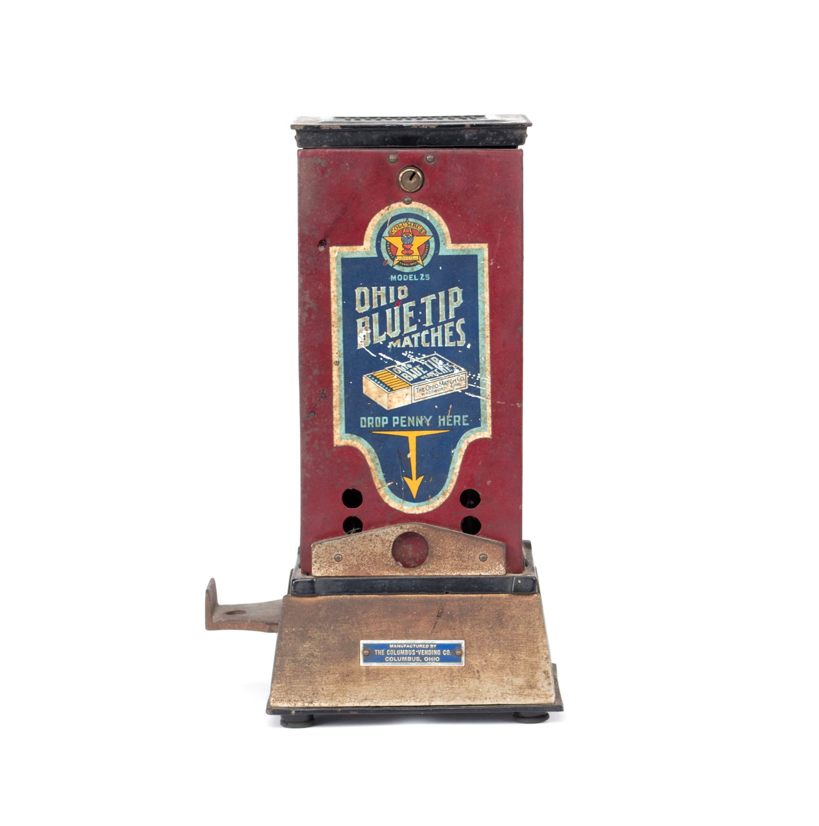 COLUMBUS VENDING CO. MODEL 25 "OHIO BLUE TIP MATCH" DISPENSER (1 of 8)