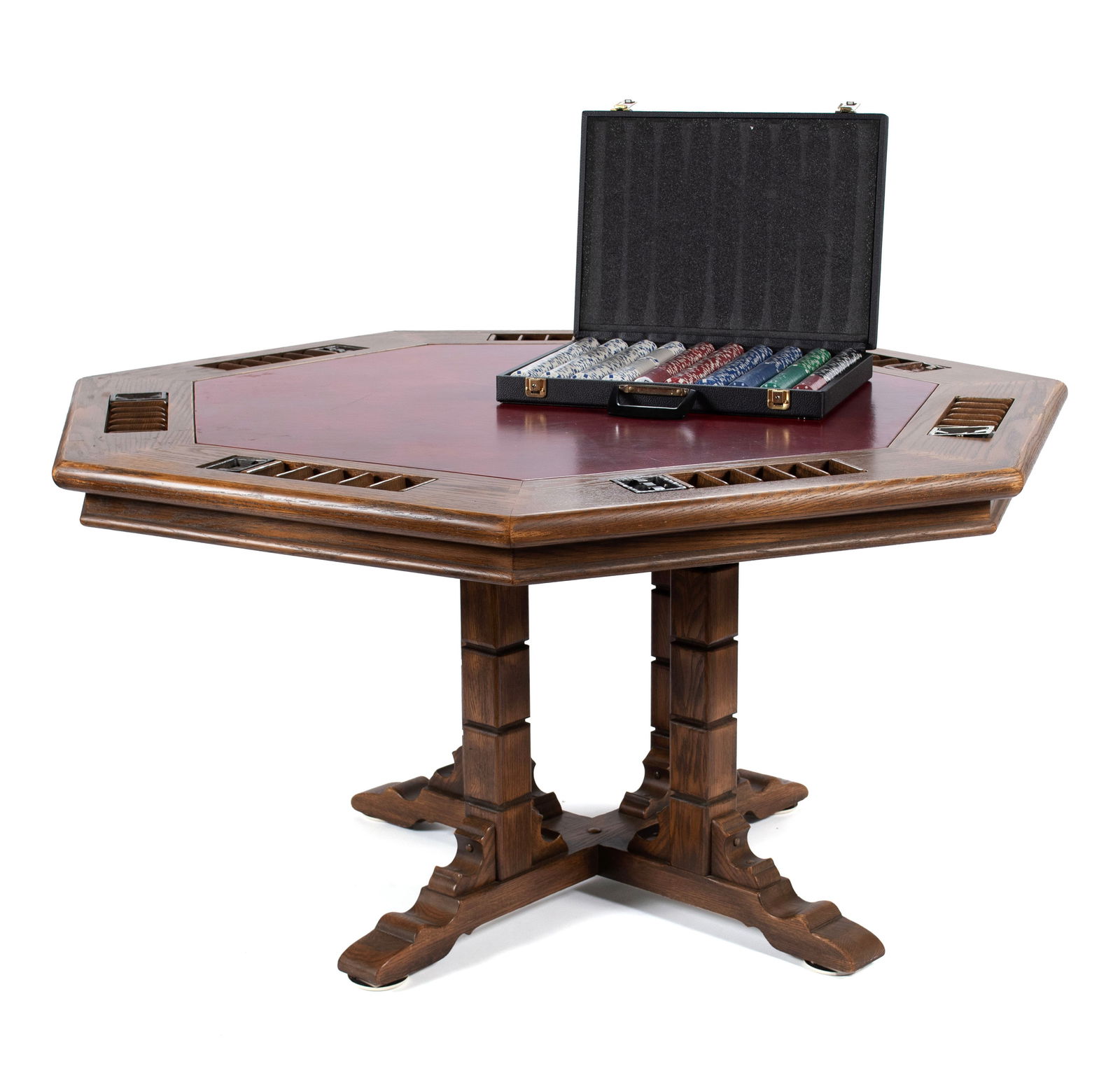 ROMWEBER VIKING OAK POKER TABLE WITH POKER CHIPS (1 of 9)