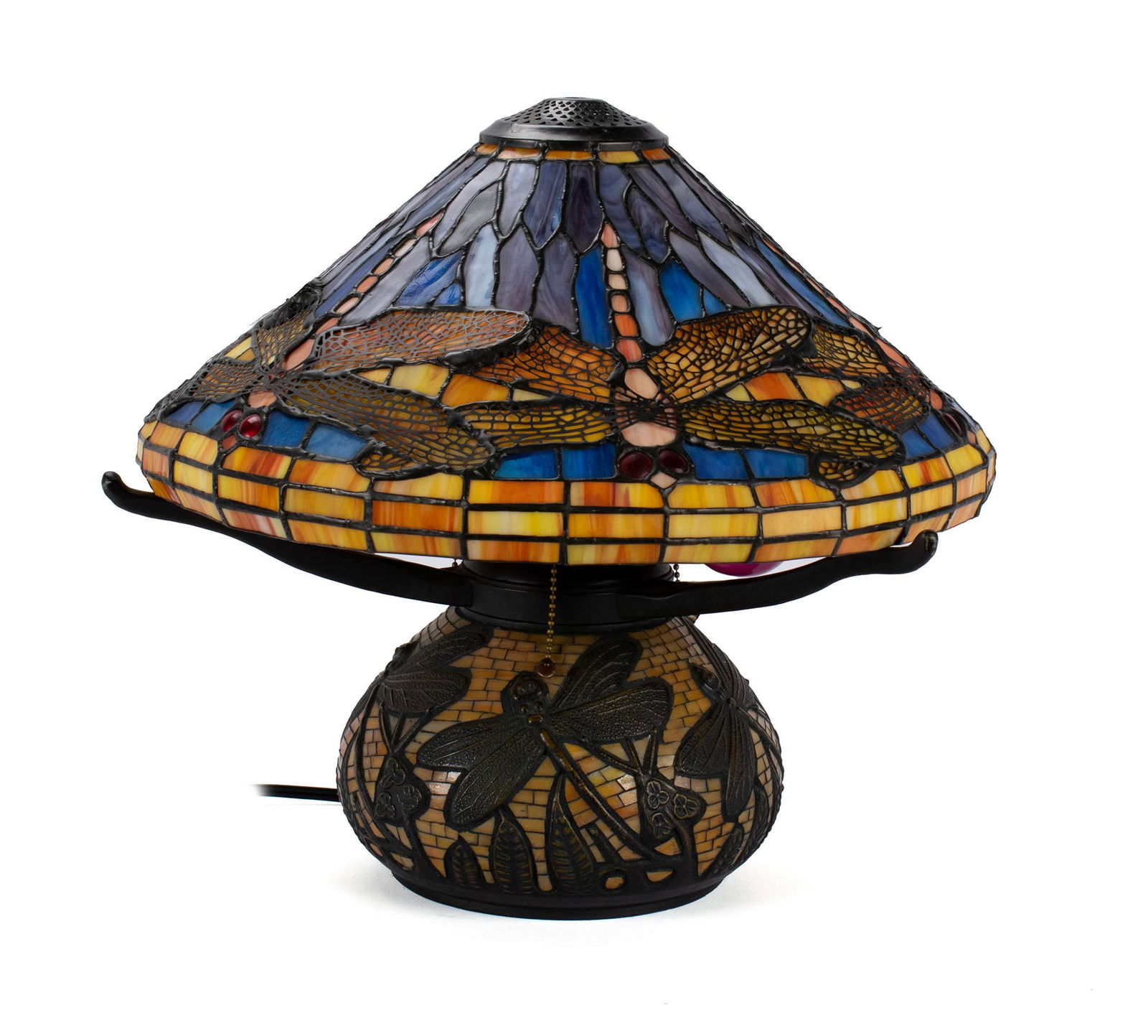 TIFFANY STYLE STAINED GLASS LAMP (1 of 8)