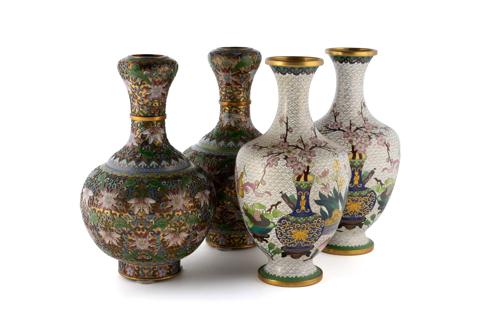 TWO PAIRS OF CLOISONNE VASES (1 of 13)