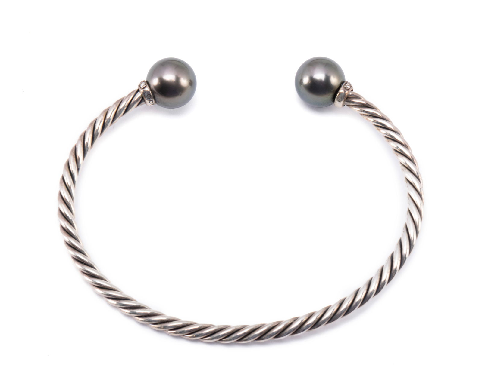 DAVID YURMAN STERLING & TAHITIAN PEARL 'SOLARI' BANGLE (1 of 7)