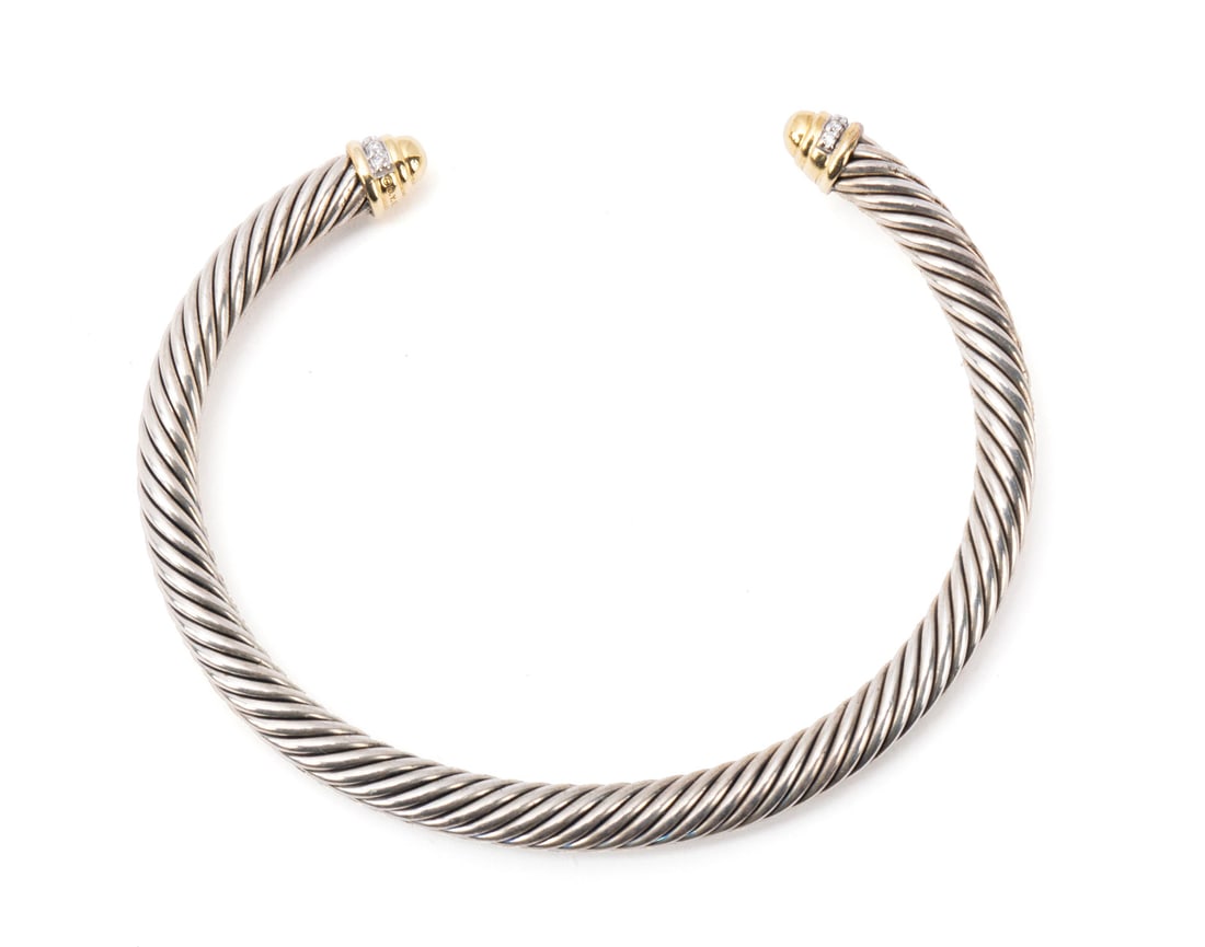 DAVID YURMAN STERLING, GOLD, & DIAMOND CLASSIC CABLE CUFF (1 of 7)