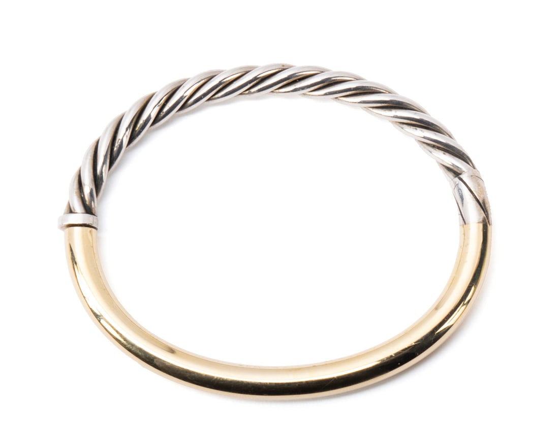 DAVID YURMAN TWO-TONE CABLE HINGED BANGLE (1 of 7)