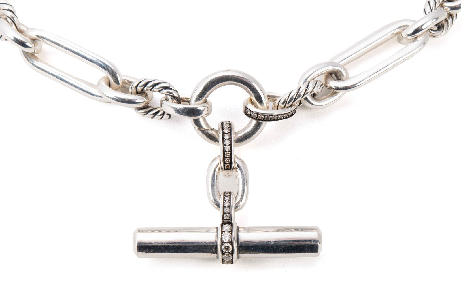 DAVID YURMAN 'LEXINGTON' STERLING DIAMOND NECKLACE (1 of 4)