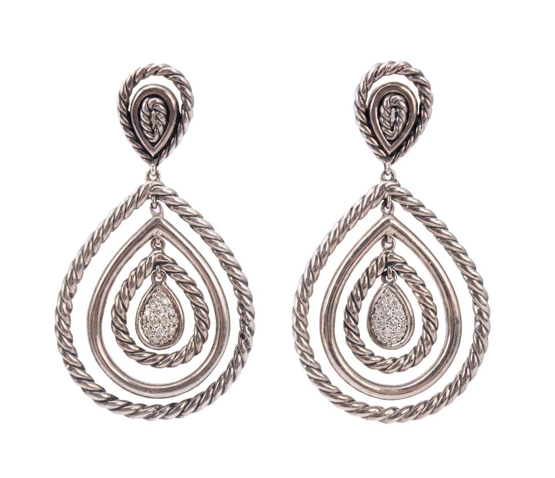 DAVID YURMAN CABLE CLASSICS DIAMOND TEARDROP EARRINGS (1 of 5)