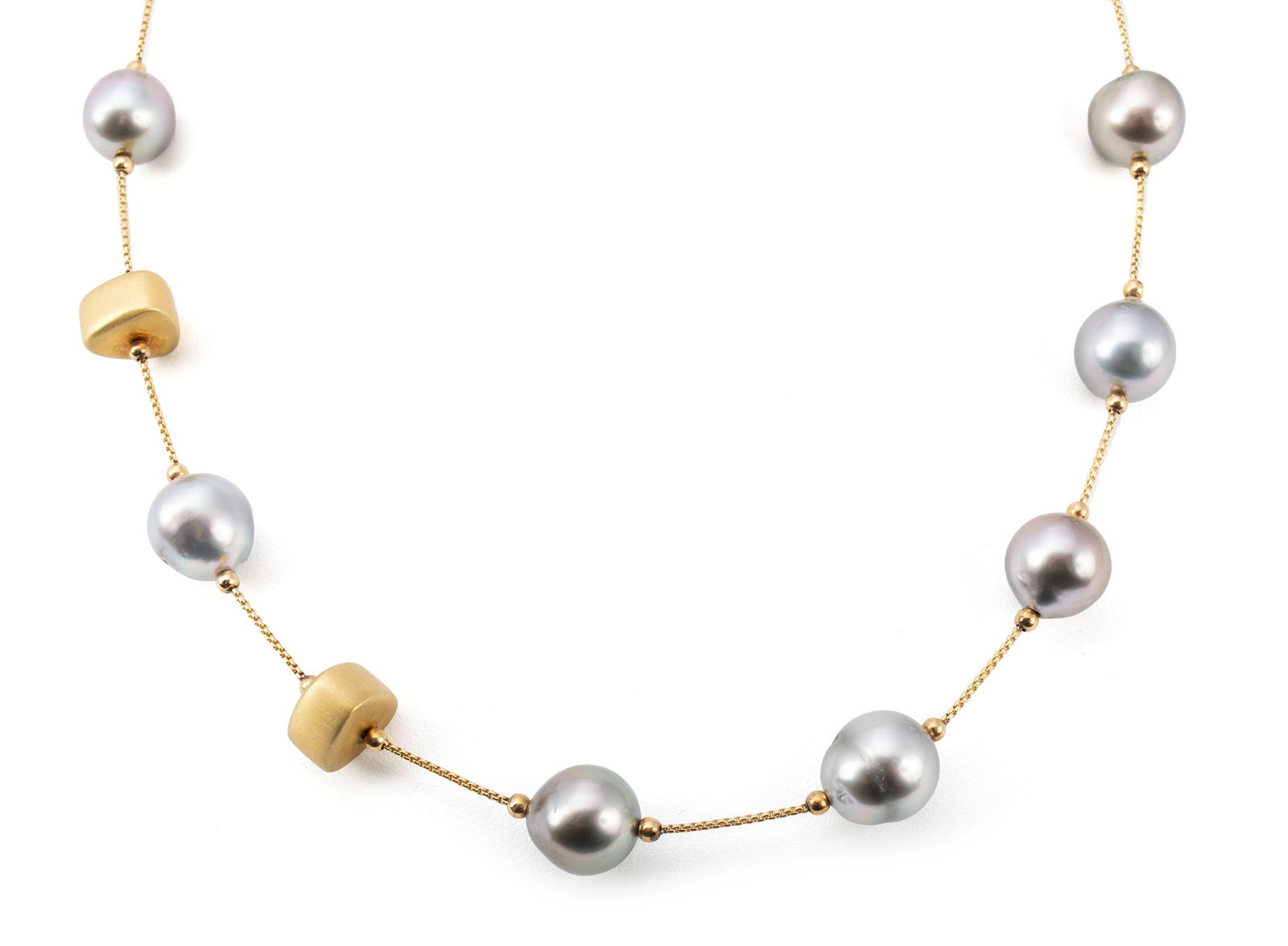 DAVID YURMAN GOLD TAHITIAN PEARL STATION NECKLACE (1 of 4)