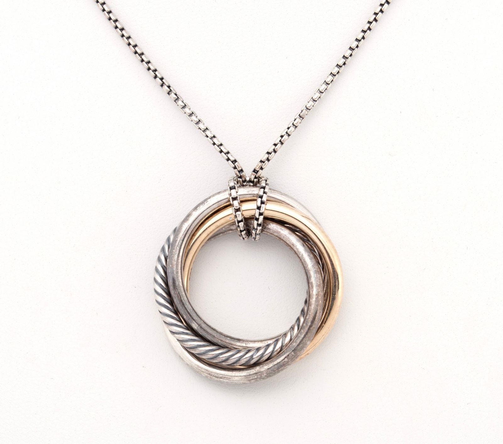 DAVID YURMAN STERLING & GOLD CIRCLE PENDANT NECKLACE (1 of 8)