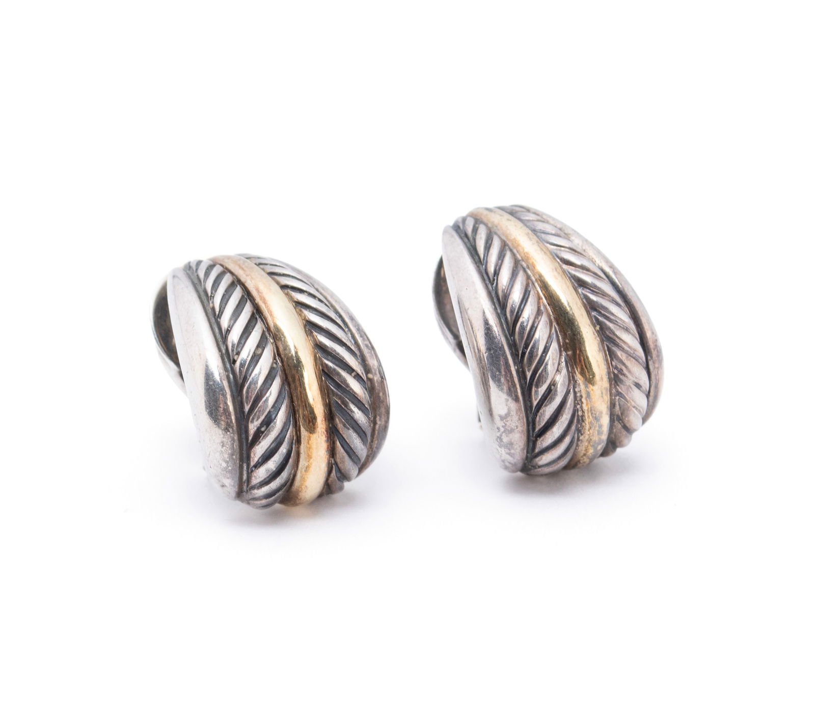 DAVID YURMAN STERLING & GOLD CABLE EARRINGS (1 of 11)