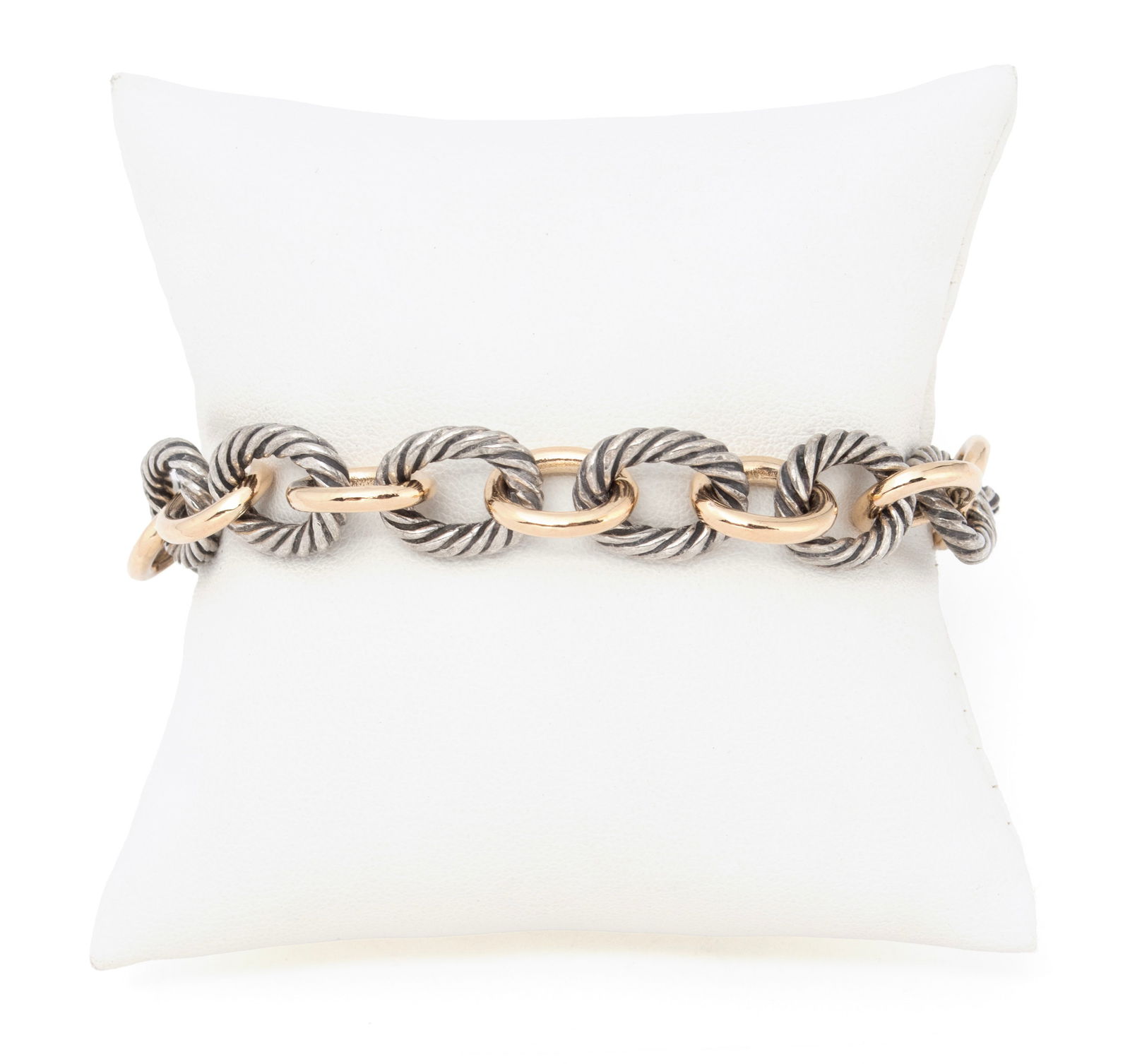 GOLD AND SILVER LINK BRACELET IN THE STYLE OF DAVID YURMAN (1 of 5)