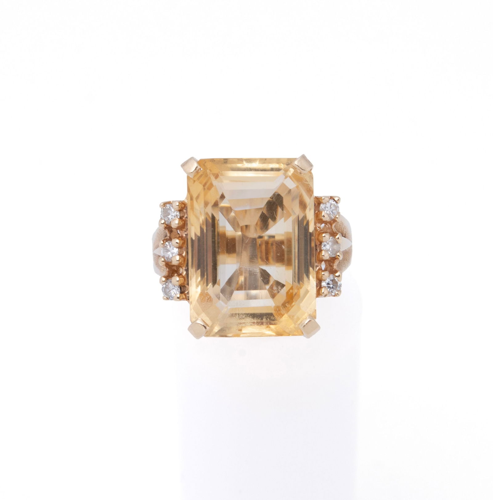 CITRINE & DIAMOND YELLOW GOLD RING (1 of 8)