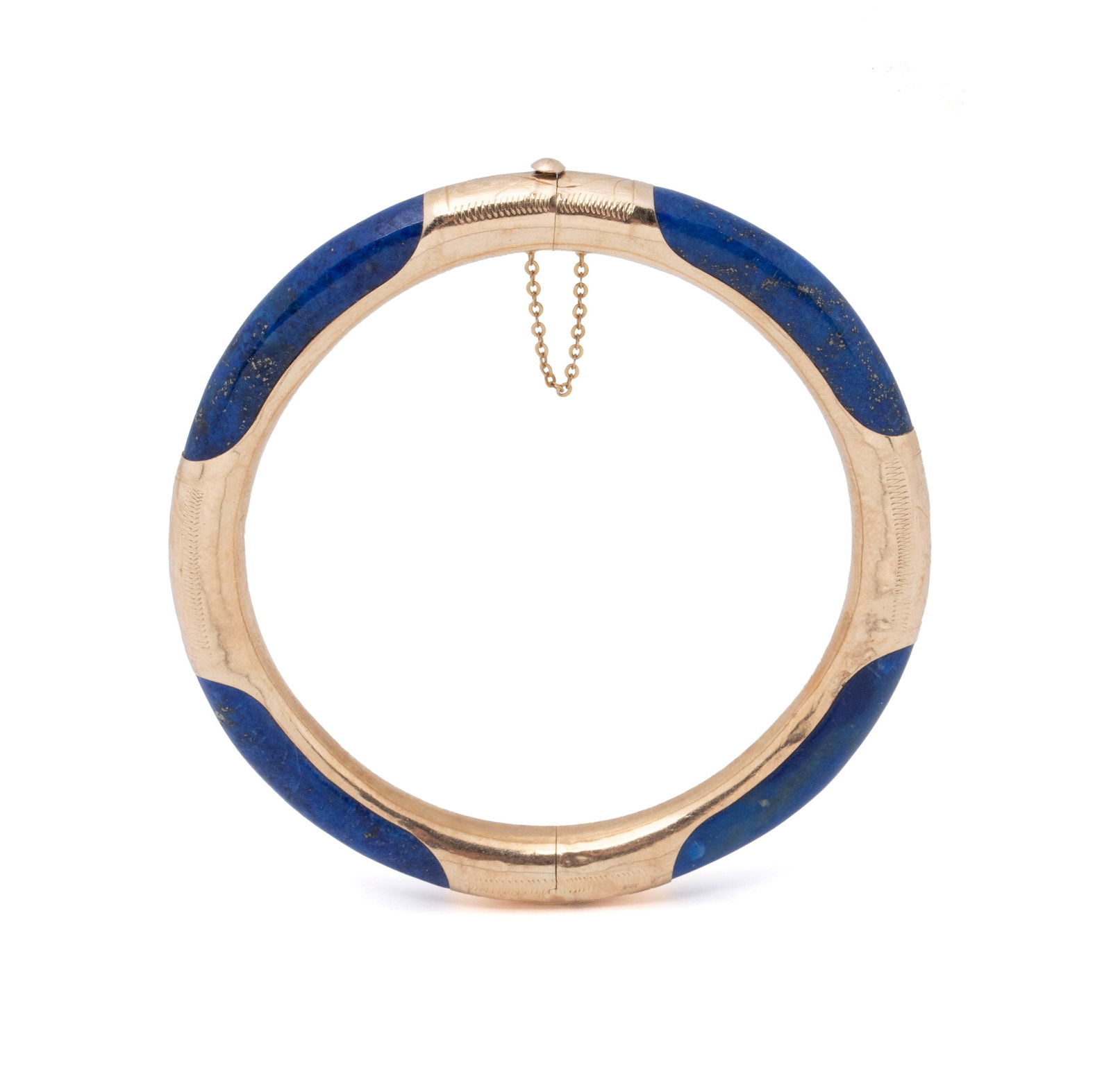 LAPIS LAZULI INSET GOLD BANGLE (1 of 6)