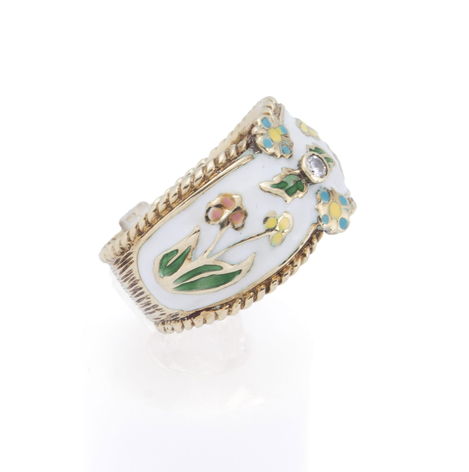 ENAMEL GOLD DIAMOND RING - 2