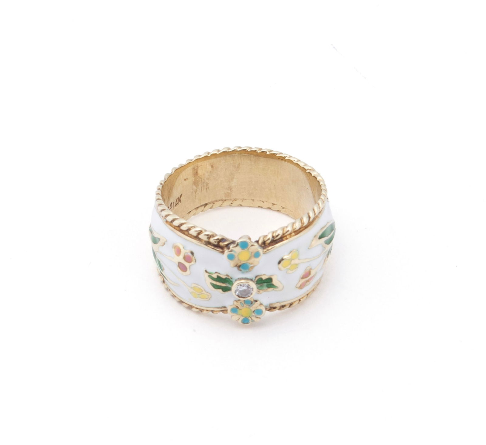 ENAMEL GOLD DIAMOND RING - 8