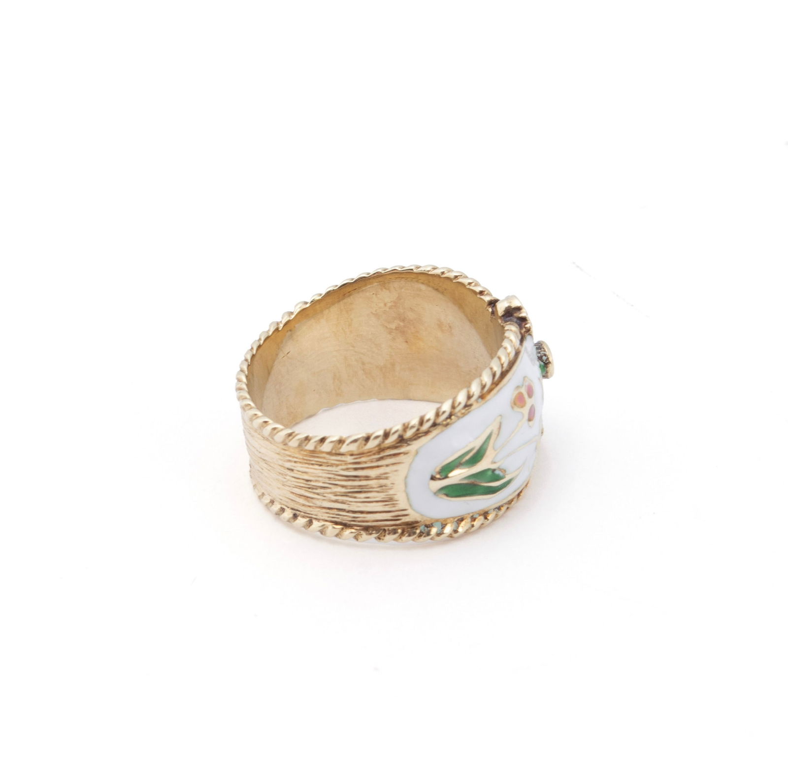 ENAMEL GOLD DIAMOND RING - 9