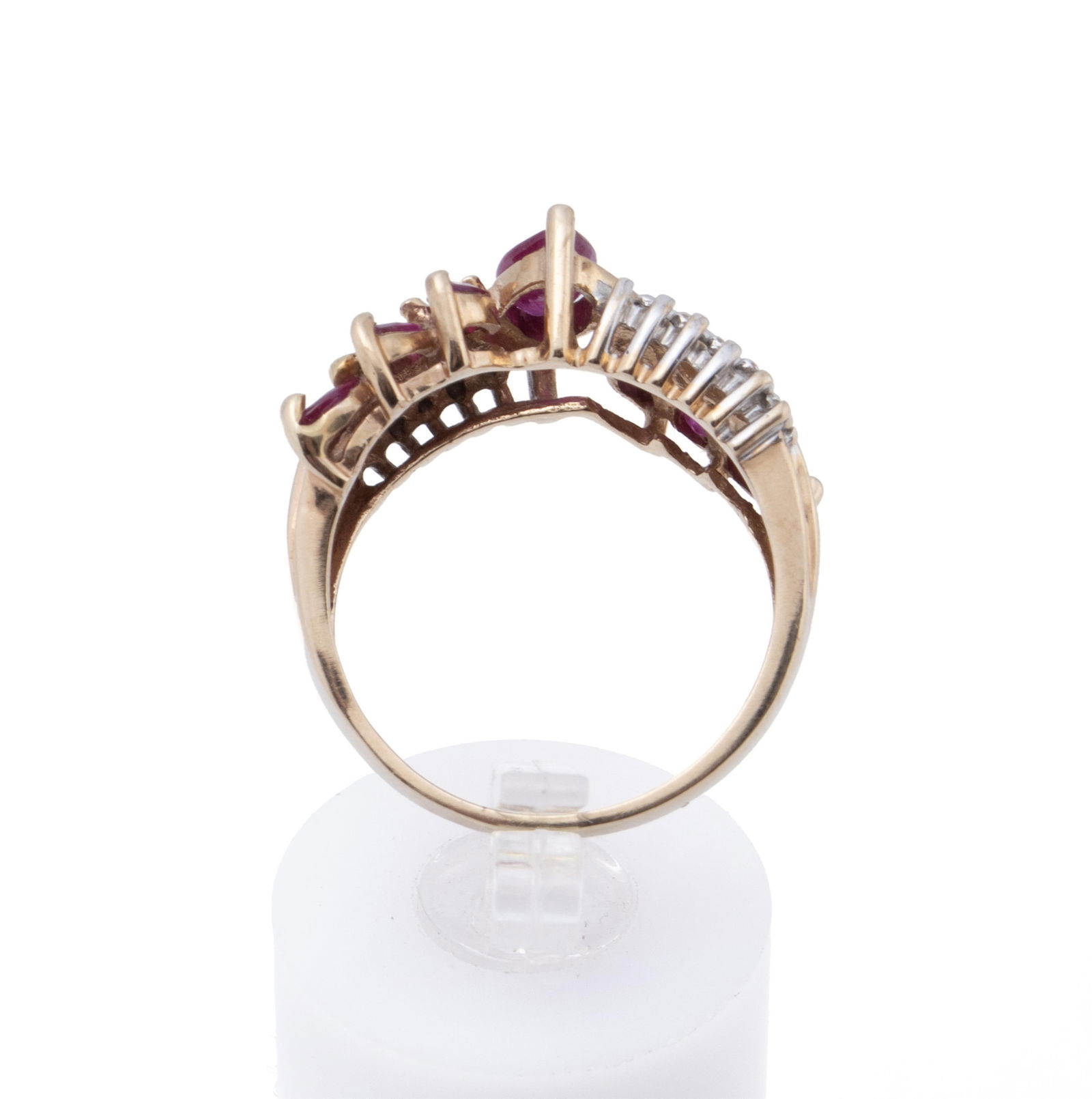 RUBY AND DIAMOND GOLD RING - 4