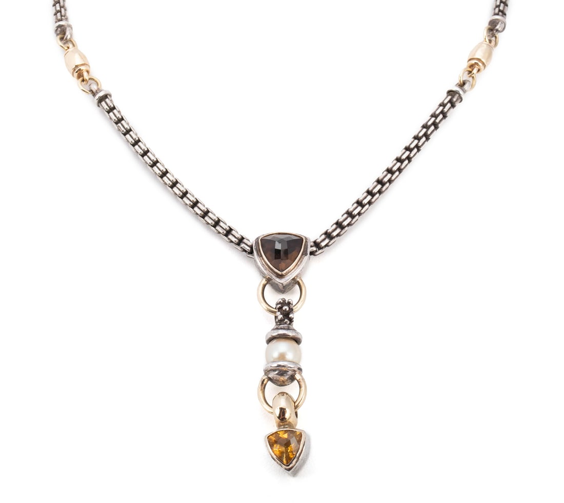 STERLING GOLD GEMSTONE PENDANT NECKLACE (1 of 9)