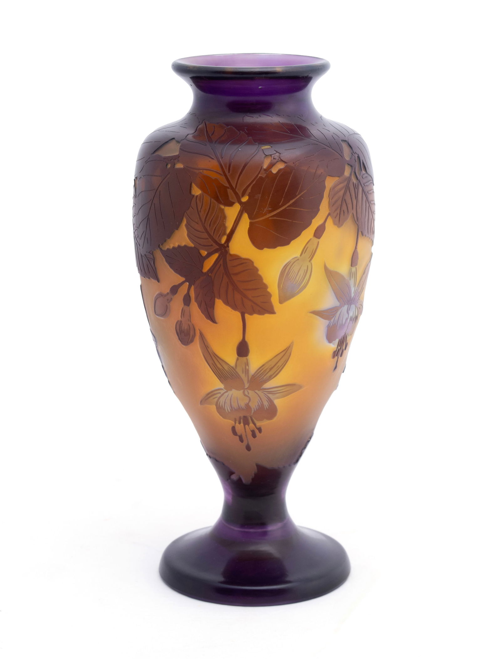 GALLE FUCHSIA CAMEO ART GLASS VASE (1 of 7)