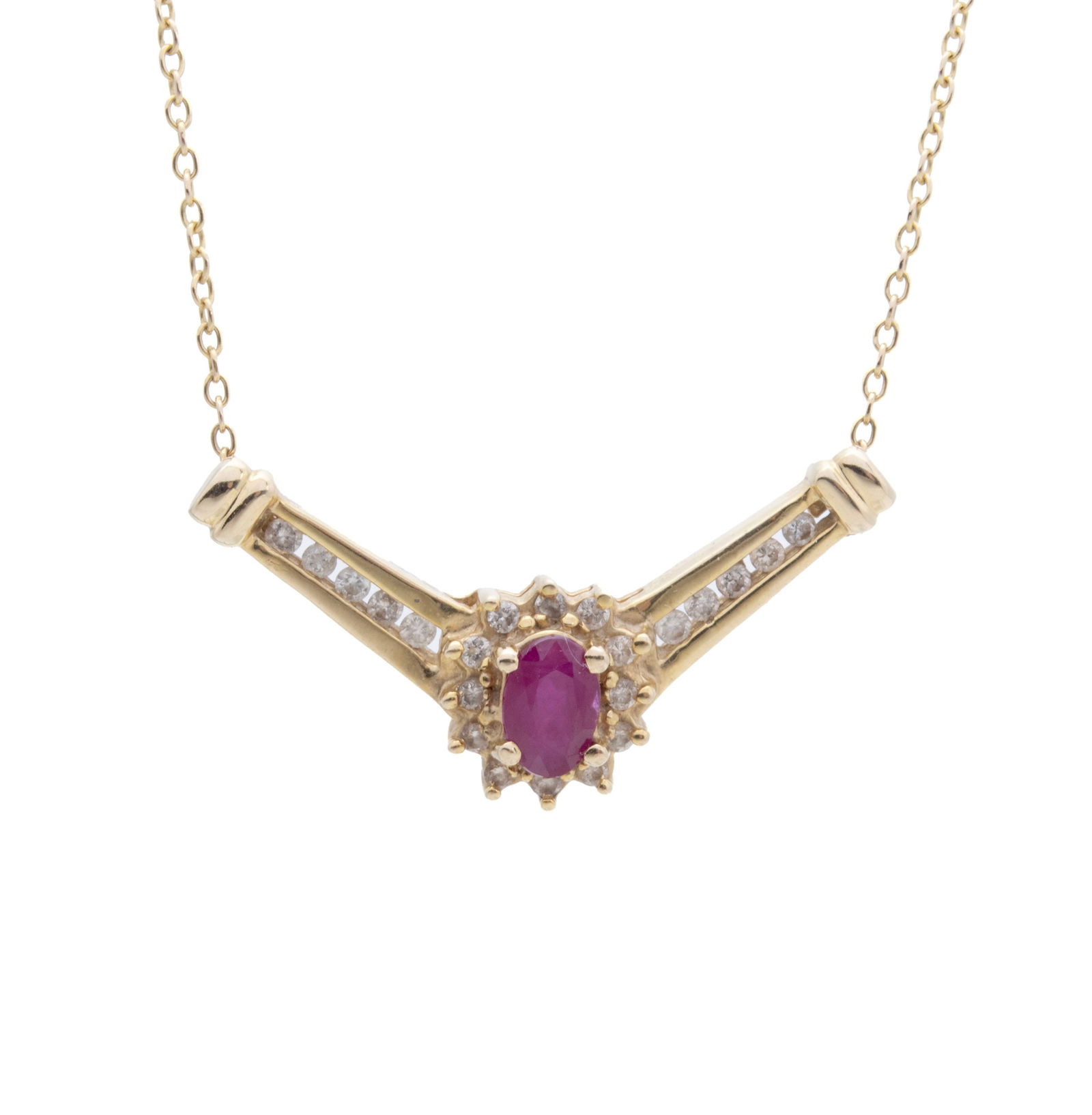 RUBY DIAMOND NECKLACE & TWO RUBY GOLD RINGS - 2