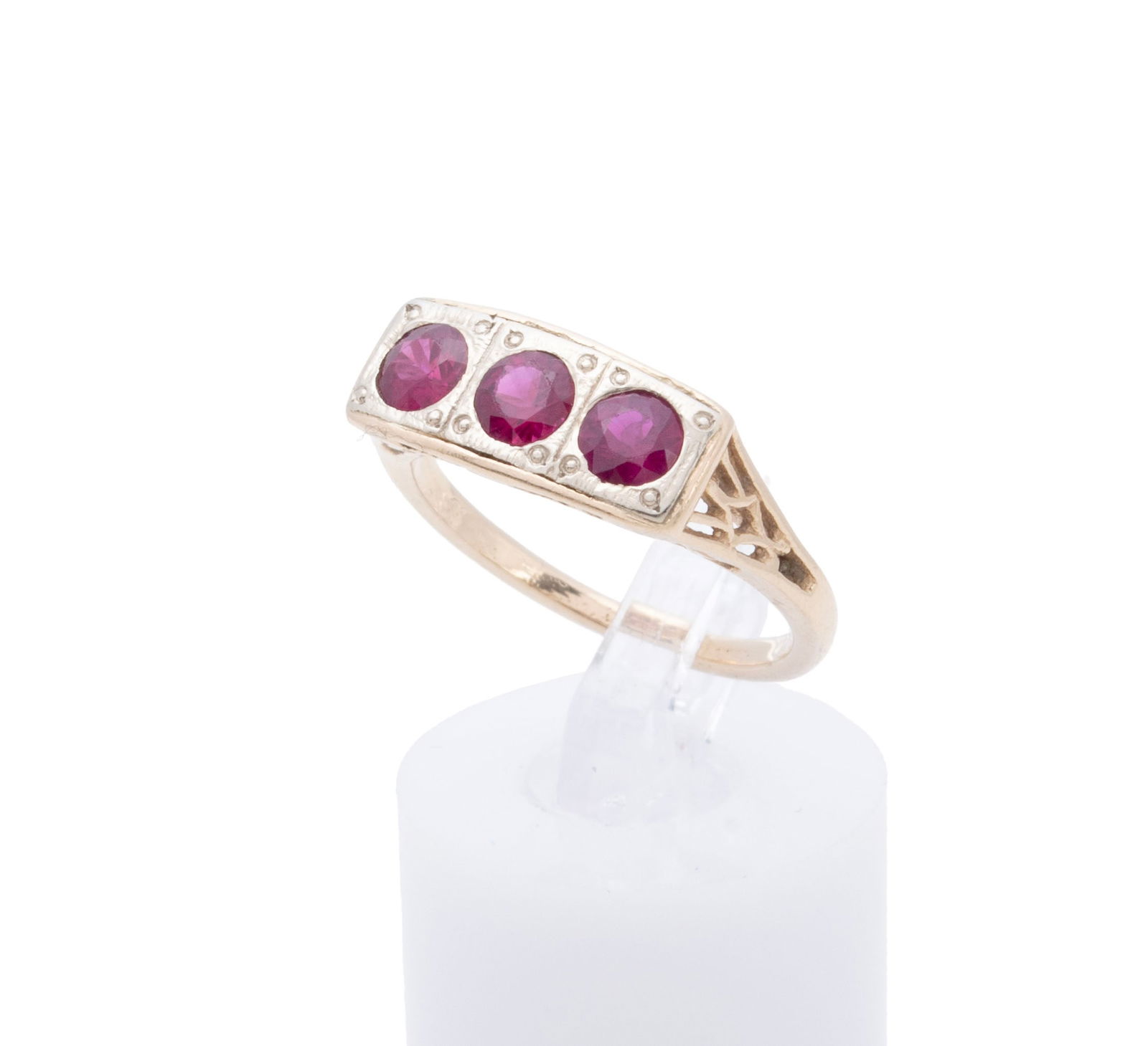 RUBY DIAMOND NECKLACE & TWO RUBY GOLD RINGS - 6