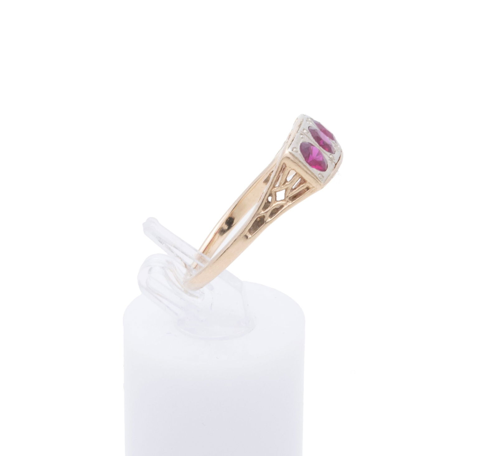 RUBY DIAMOND NECKLACE & TWO RUBY GOLD RINGS - 8