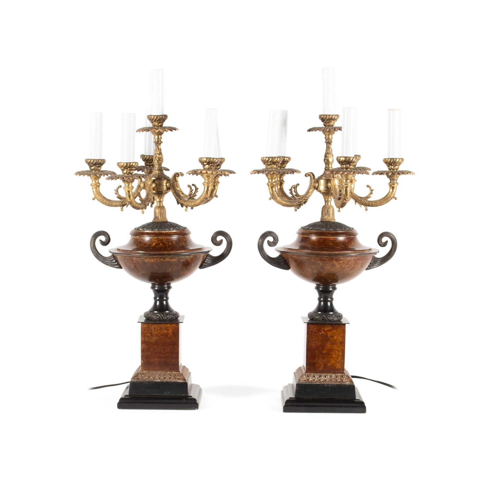 PAIR OF METAL URN CANDELABRA (1 of 6)